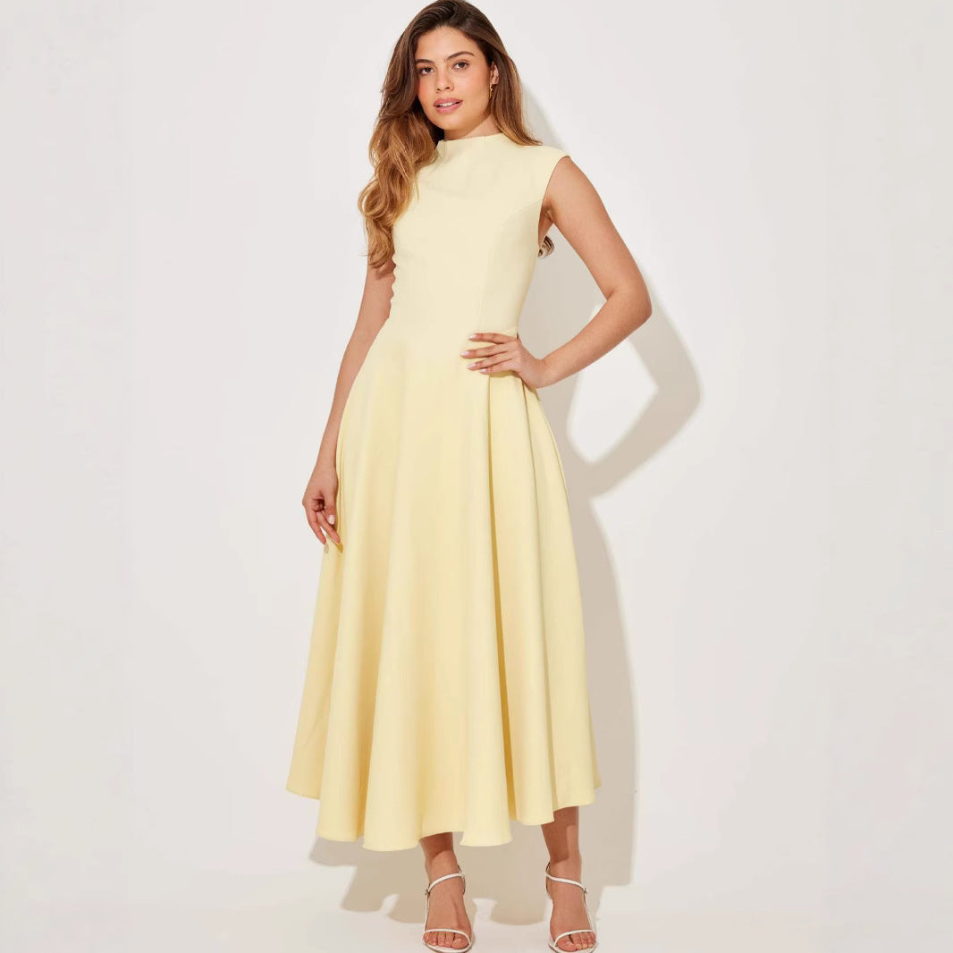 Elegant Sleeveless High-Waist A-Line Dress For Women, Upper West Side, BYMANYC New York.-1