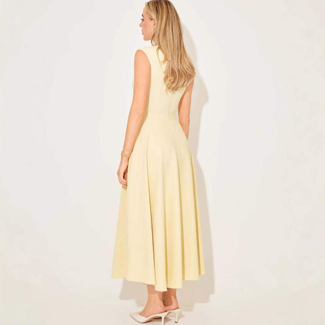 Elegant Sleeveless High-Waist A-Line Dress For Women, Upper West Side, BYMANYC New York.-2