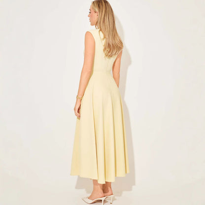 Elegant Sleeveless High-Waist A-Line Dress For Women, Upper West Side, BYMANYC New York.-2