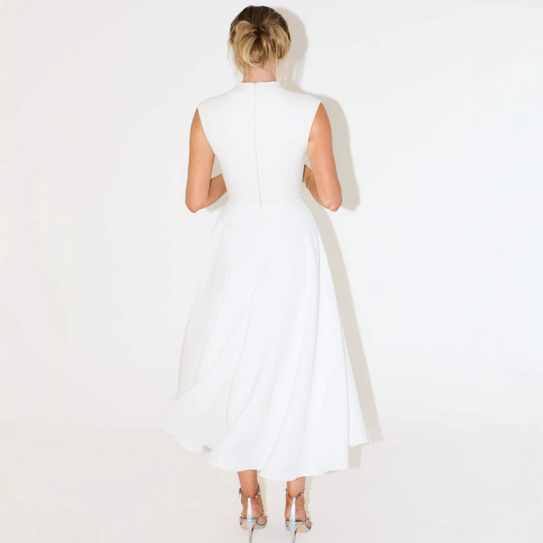 Elegant Sleeveless High-Waist A-Line Dress For Women, Upper West Side, BYMANYC New York.-3