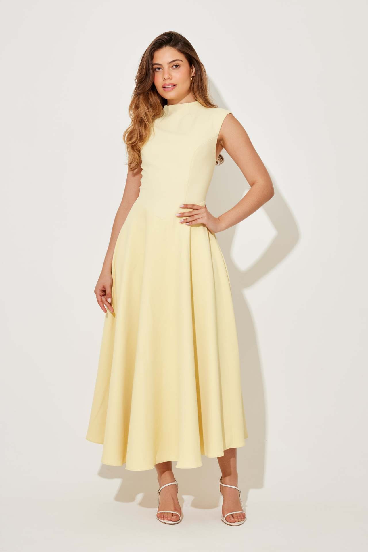 Elegant Sleeveless High-Waist A-Line Dress For Women, Upper West Side, BYMANYC New York.-5