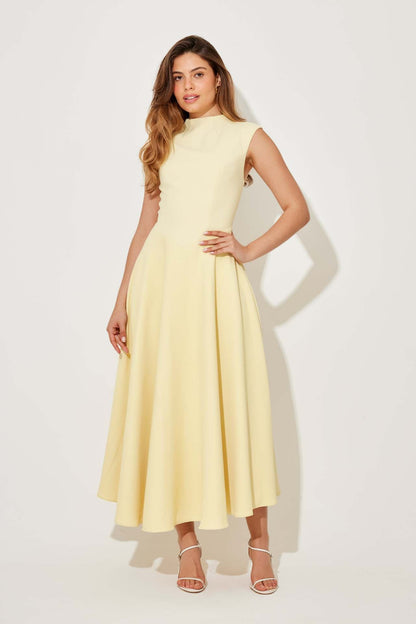 Elegant Sleeveless High-Waist A-Line Dress For Women, Upper West Side, BYMANYC New York.-5