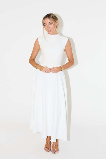 Elegant Sleeveless High-Waist A-Line Dress For Women, Upper West Side, BYMANYC New York.-6