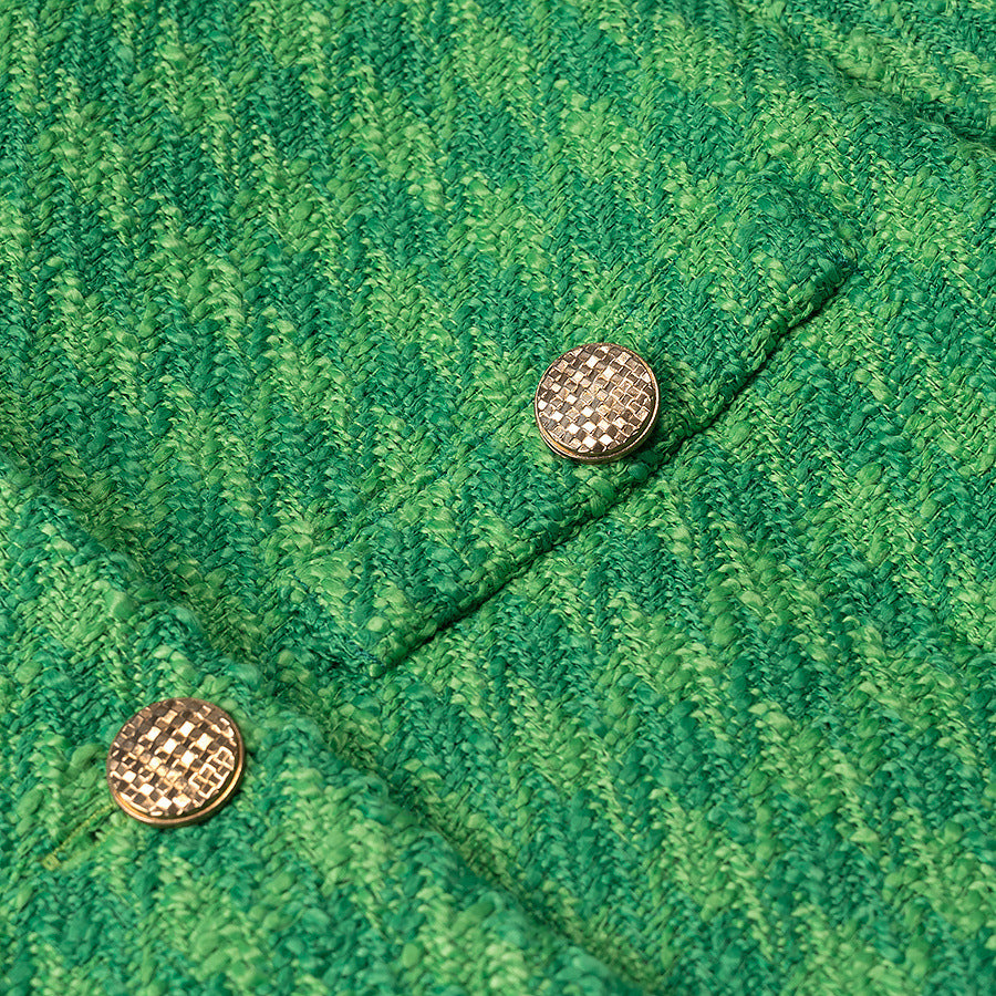Emerald Green Tweed-Style Short Jacket For Women, SoHo, BYMANYC New York.-2