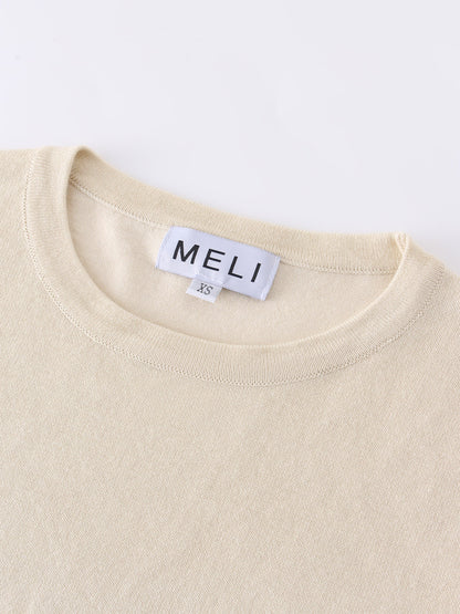 Basic Crew Sweater 3Q-Ivory-2