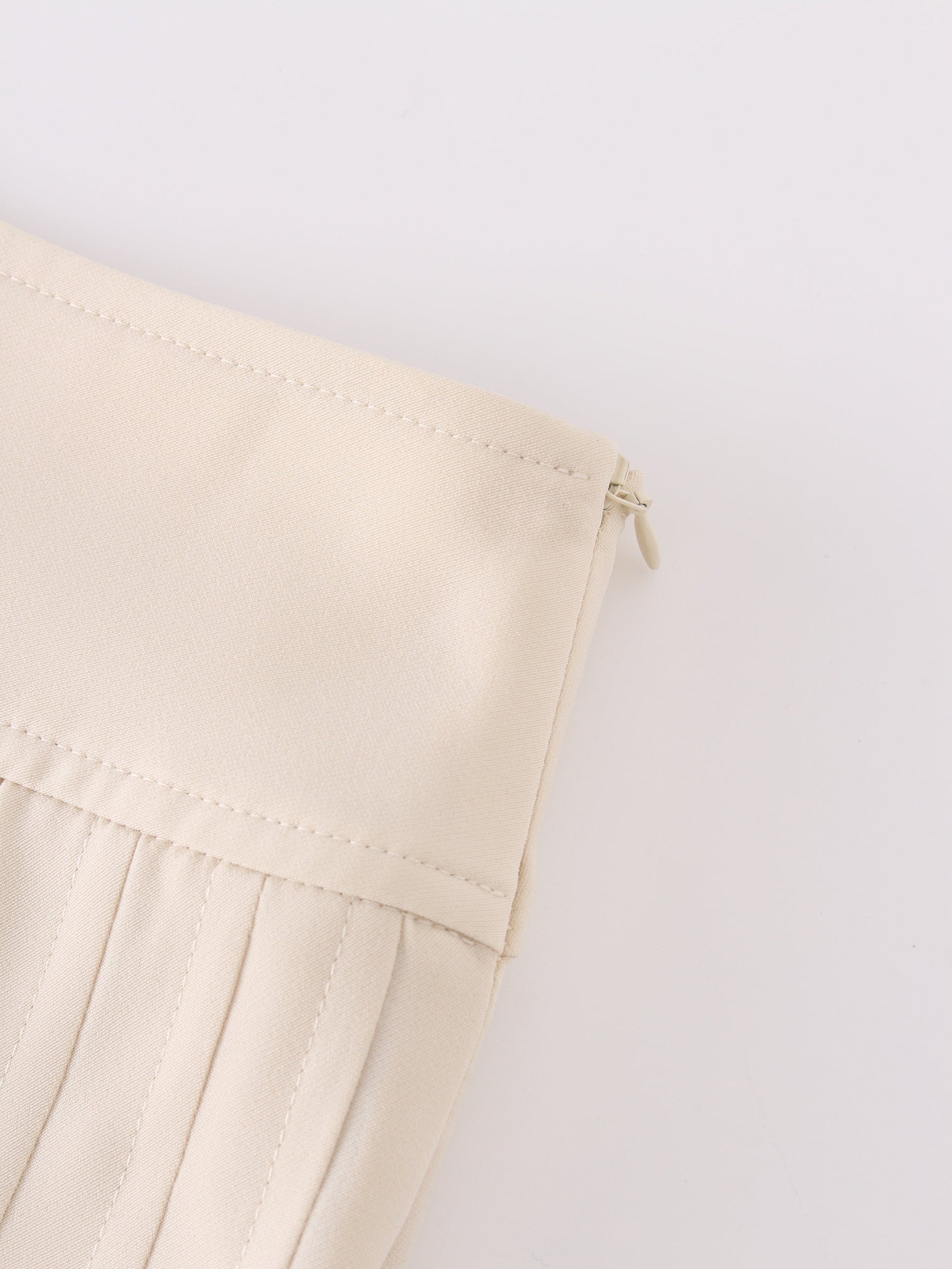 Yoke Pleated Skirt 37"-Ivory-3