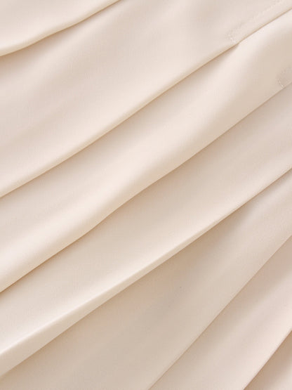 Yoke Pleated Skirt 37"-Ivory-4