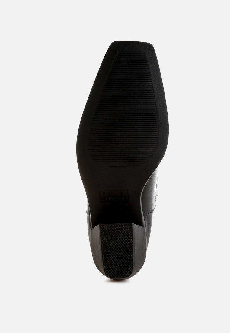 Equine Studded Embroidery Cowboy Boots-4