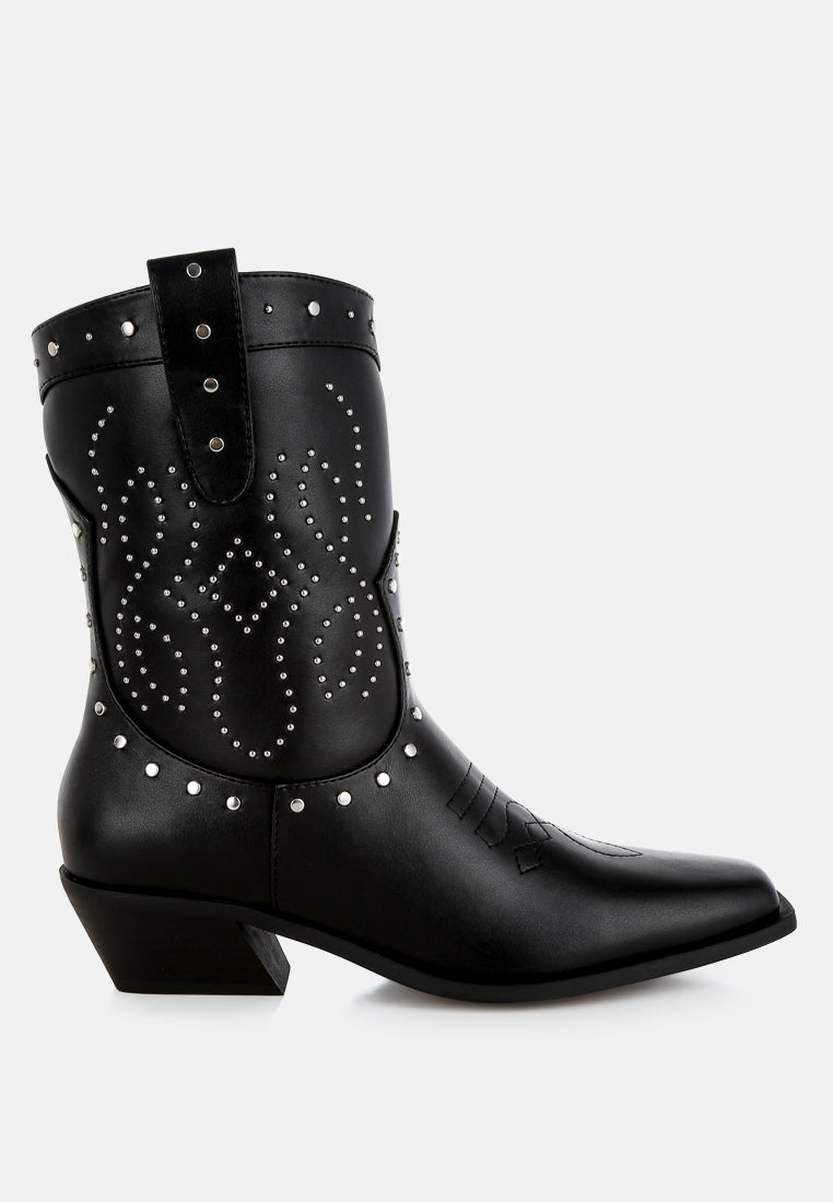 Equine Studded Embroidery Cowboy Boots-0