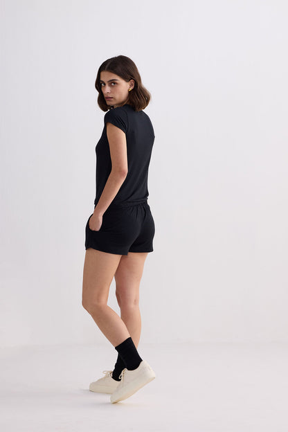 Essential Knit Shorts in Black-1