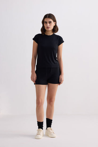Essential Knit Shorts in Black-3