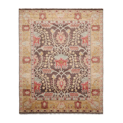 Multi Sizes Hand Knotted LoomBloom Muted Turkish Oushak 100% Wool Traditional  Oriental Area Rug Brown,Mustard Color-1