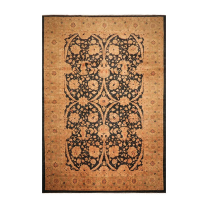 11'8''x16'10'' Charcoal, Gold Palace Hand Knotted 100% Wool Chobi Peshawar Traditional Oriental Area Rug-1