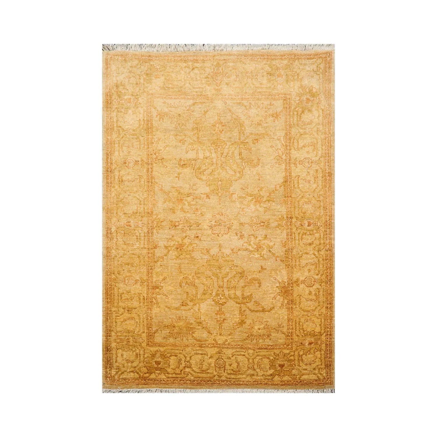4x6 Light Gold, Brown Hand Knotted Persian 100% Wool Chobi Peshawar Traditional Oriental Area Rug-1