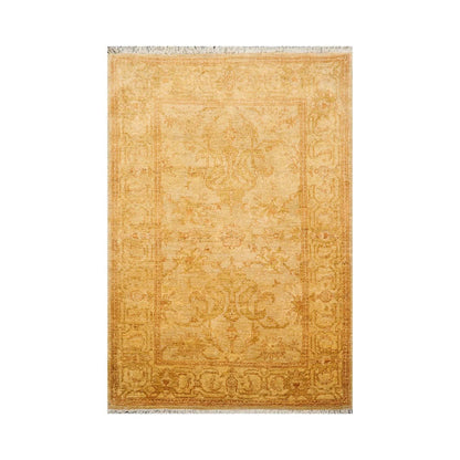 4x6 Light Gold, Brown Hand Knotted Persian 100% Wool Chobi Peshawar Traditional Oriental Area Rug-1