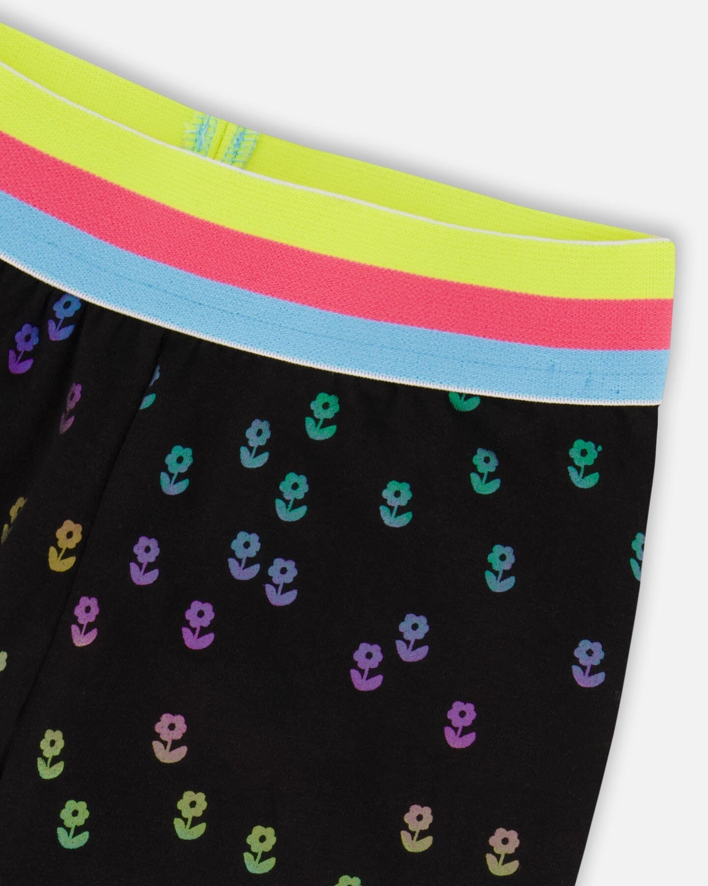 Capri Legging Black With Colored Metallic Flower Print-3