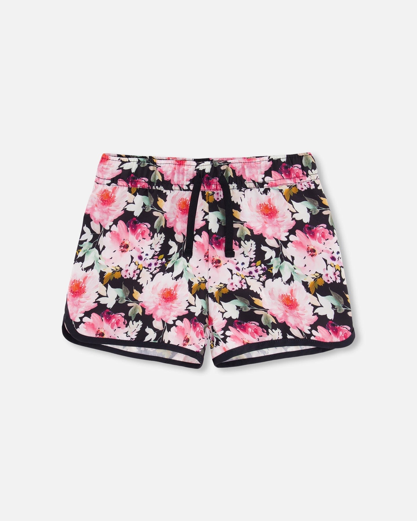 Athletic Shorts Black Printed Big Flowers-0
