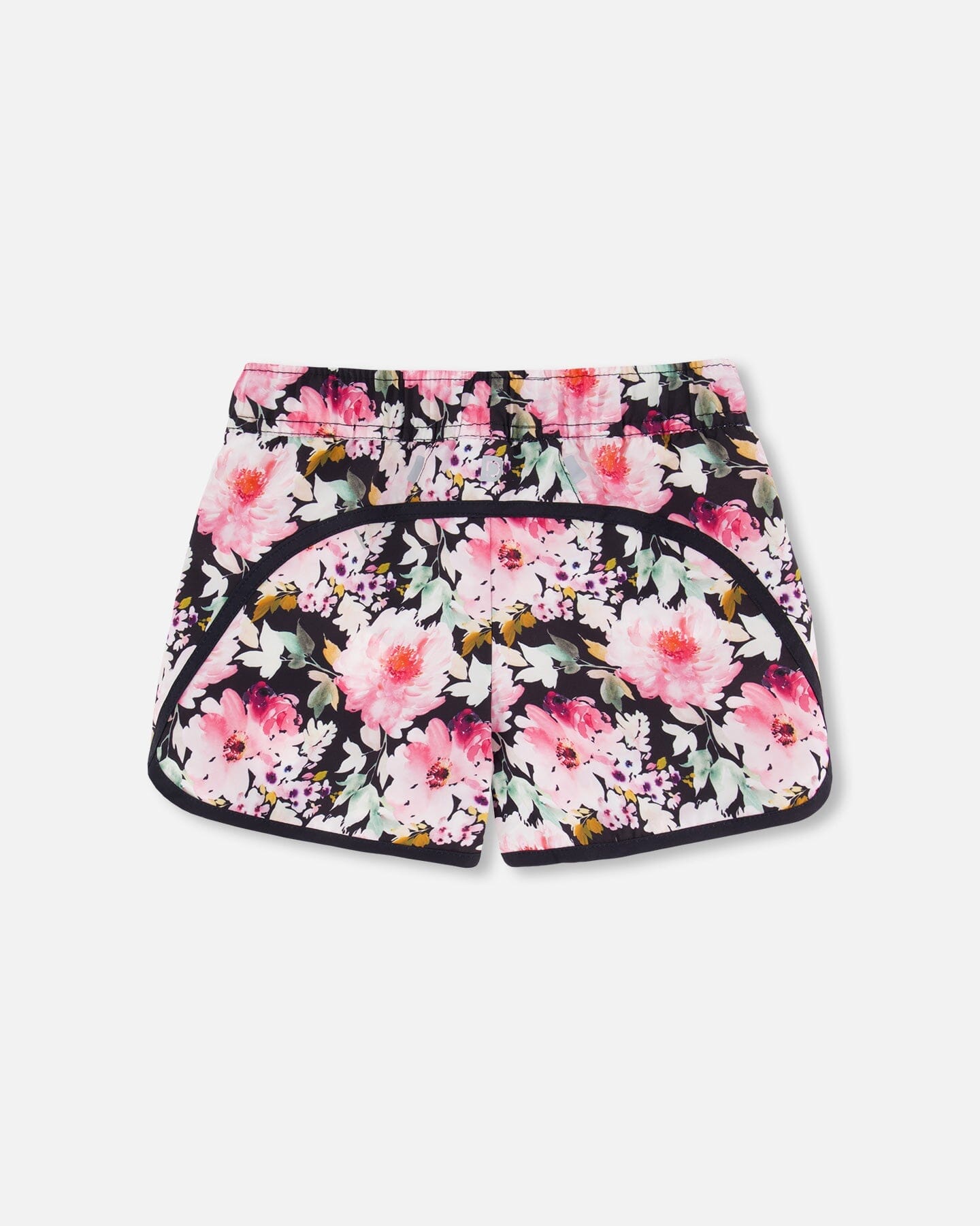 Athletic Shorts Black Printed Big Flowers-2