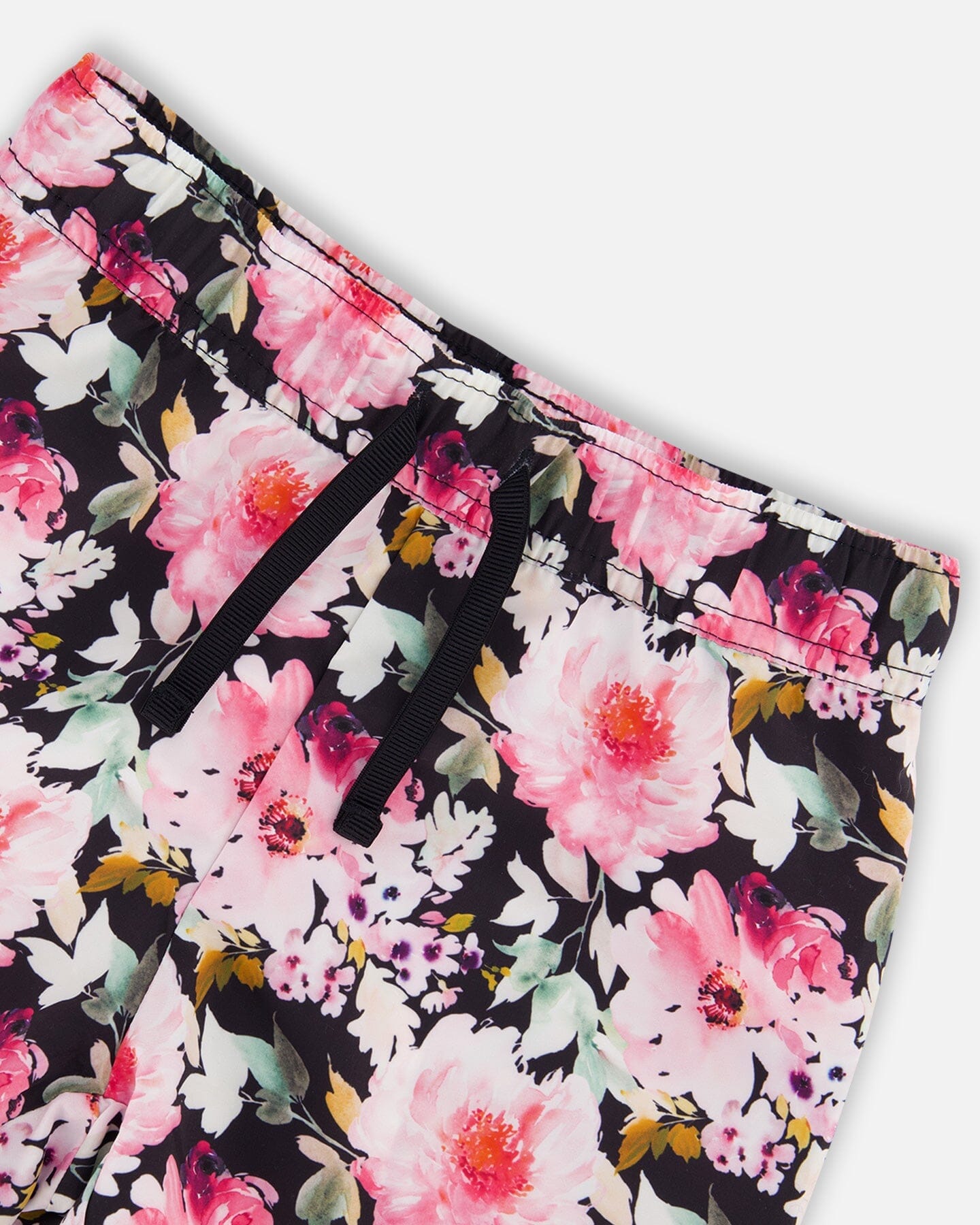 Athletic Shorts Black Printed Big Flowers-3