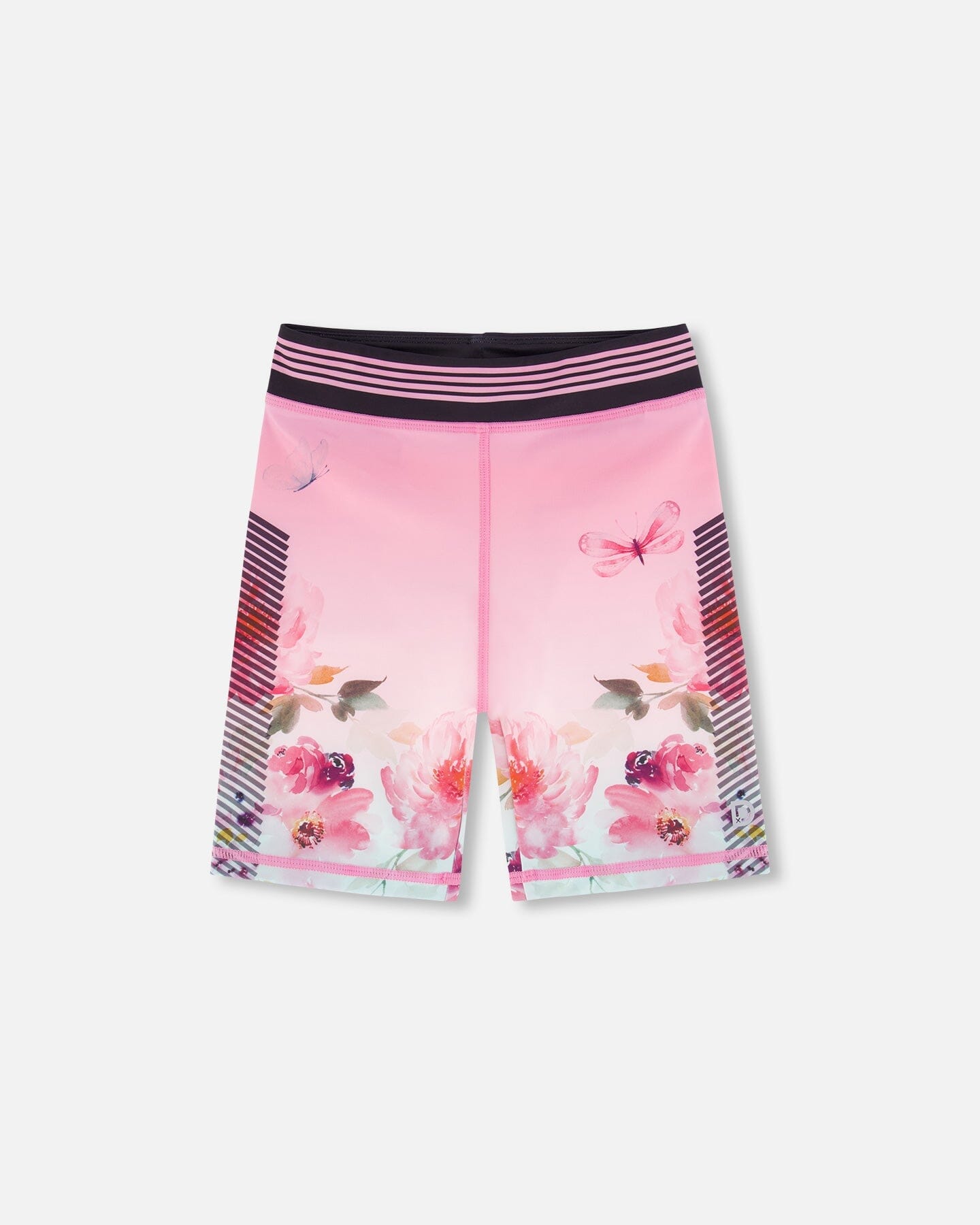 Athletic Biker Shorts Gradient Pink Printed Big Flowers-0