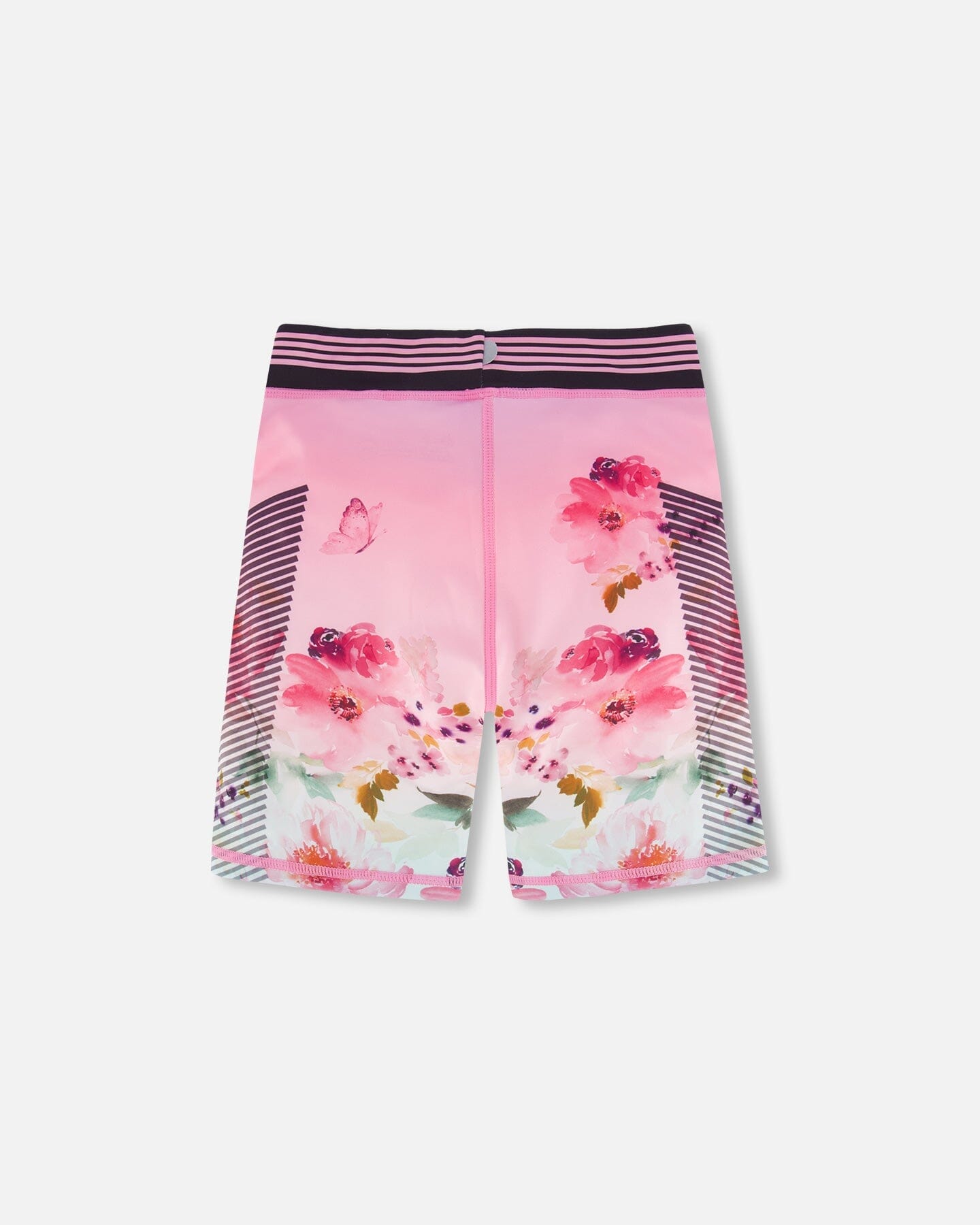 Athletic Biker Shorts Gradient Pink Printed Big Flowers-2