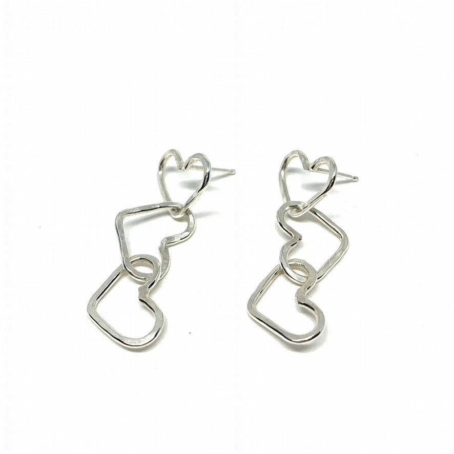 Triple Heart Dangle Earrings-3