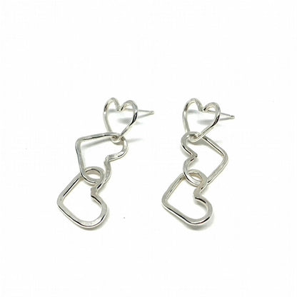 Triple Heart Dangle Earrings-3