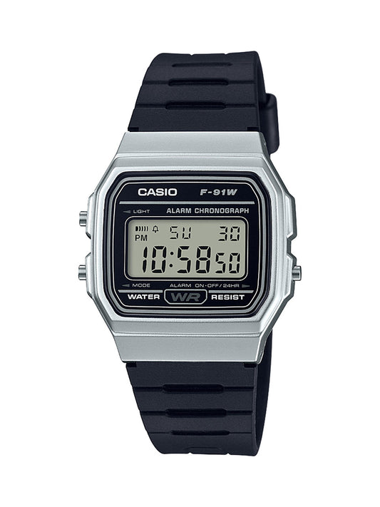Casio Men's 'Classic' Quartz Metal and Resin Casual Watch, Color Black (Model: F-91WM-7ACF)-0