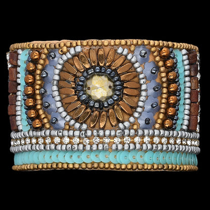 Colorful Bohemian Boho Seed Bead Loom Bracelet, Ethnic Large Cuff Bracelets For Women FBR1010-2