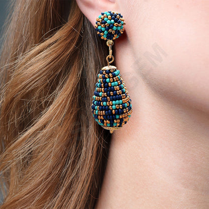 Colorful Beaded Earrings,Hoop Dangle Earrings, Bohemia Drops Earrings, Tassel Earrings FER1023-4