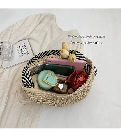 Summer Straw Shoulder Bag – Large Capacity
