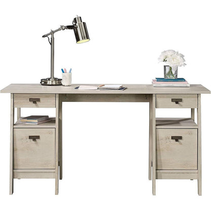 FarmHouse Chalky Oak Executive Desk w/ Filing Cabinets Storage-0