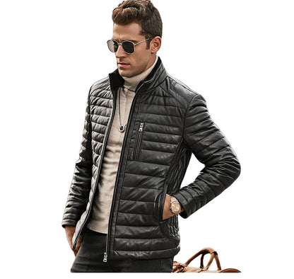 FLAVOR Genuine Lambskin Winter Warm Men's Leather Coat-1
