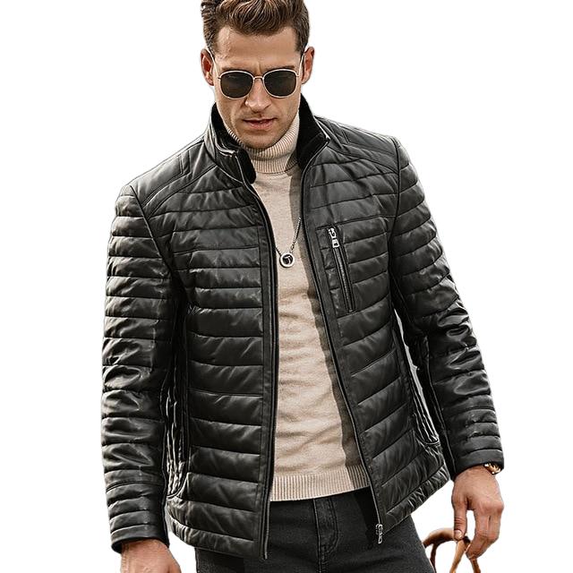 FLAVOR Genuine Lambskin Winter Warm Men's Leather Coat-0