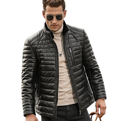 FLAVOR Genuine Lambskin Winter Warm Men's Leather Coat-0