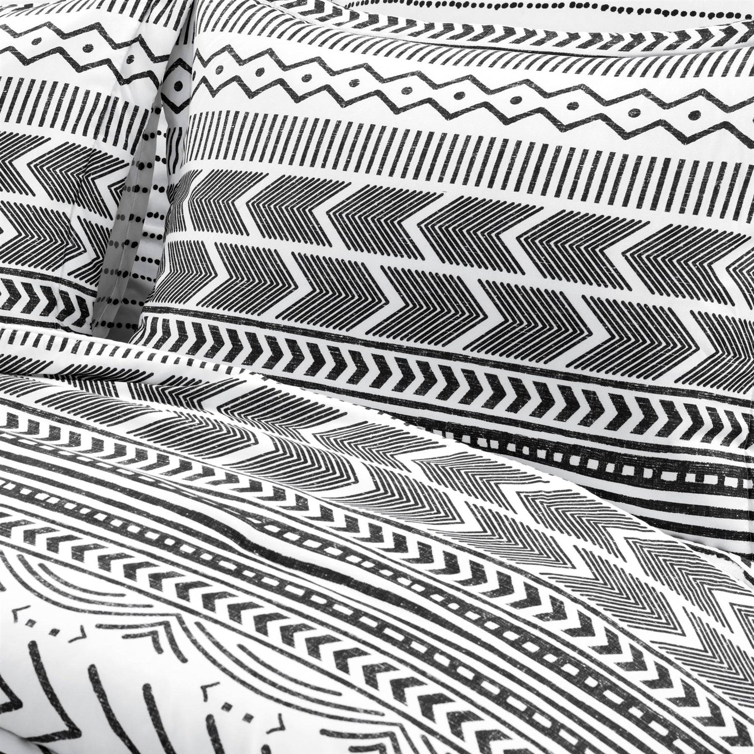 Full/Queen Scandinavian Chevron 5 Piece Black White Lightweight Comforter Set-2