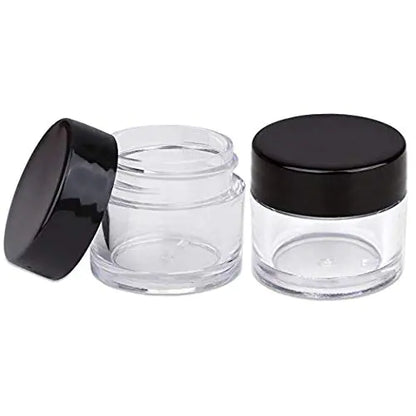 Beauticom 7 Gram / 7 ML Thick Wall Round Leak Proof Clear Acrylic Jars for Beauty Cream Cosmetics Salves Scrubs (72 Pieces Bottom Clear Base + 72 Pieces Lids Black)