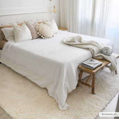 Faina Solid Cream Shag Rug Washable-3