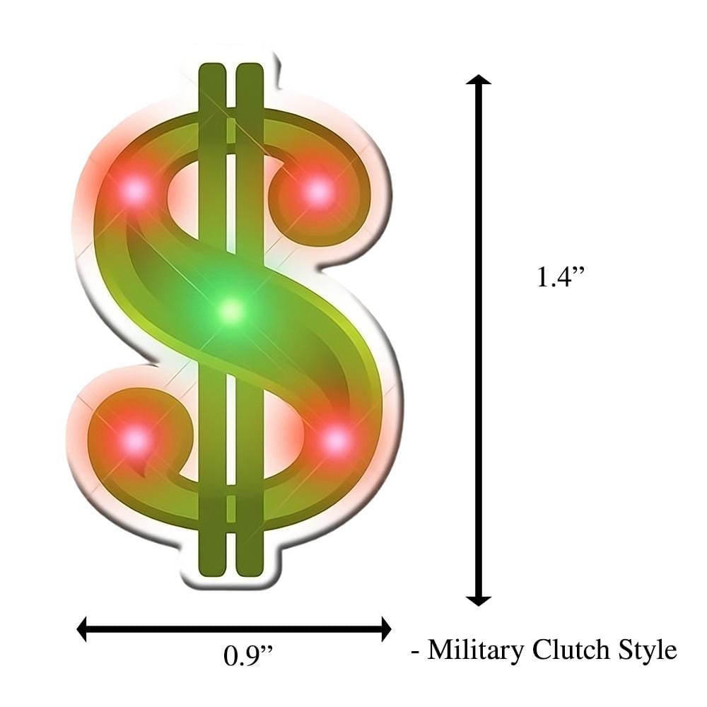 Dollar Sign Flashing Body Light Lapel Pins-1