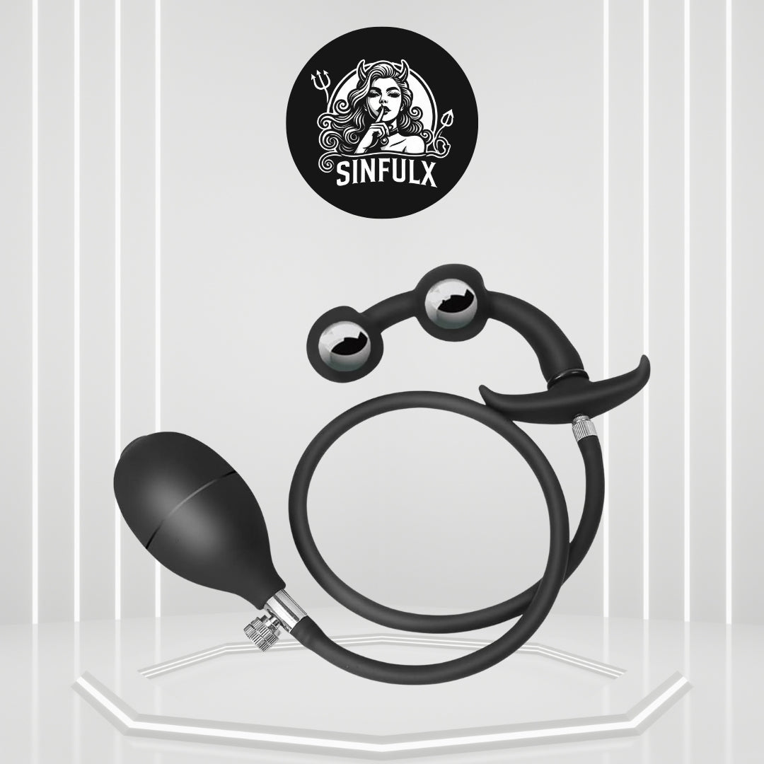 DualPleasure Inflatable Anal Plug with Dual Metal Beads-0