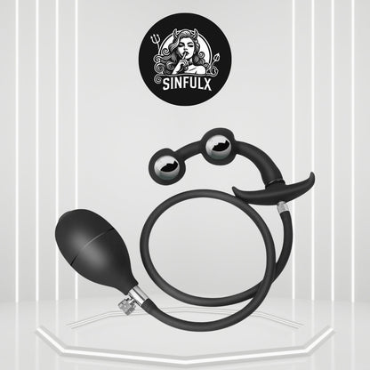 DualPleasure Inflatable Anal Plug with Dual Metal Beads-0