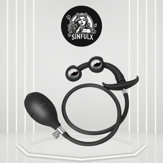 DualPleasure Inflatable Anal Plug with Dual Metal Beads-0