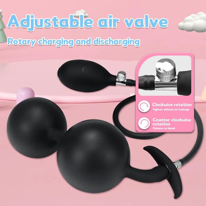 DualPleasure Inflatable Anal Plug with Dual Metal Beads-1