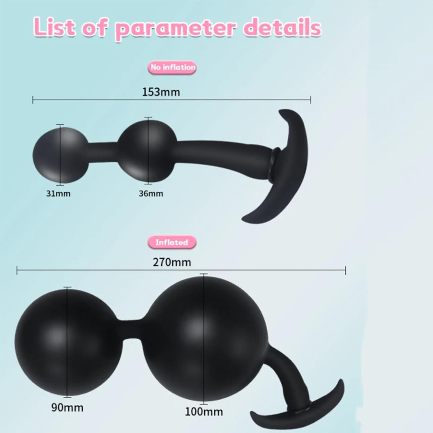 DualPleasure Inflatable Anal Plug with Dual Metal Beads-4