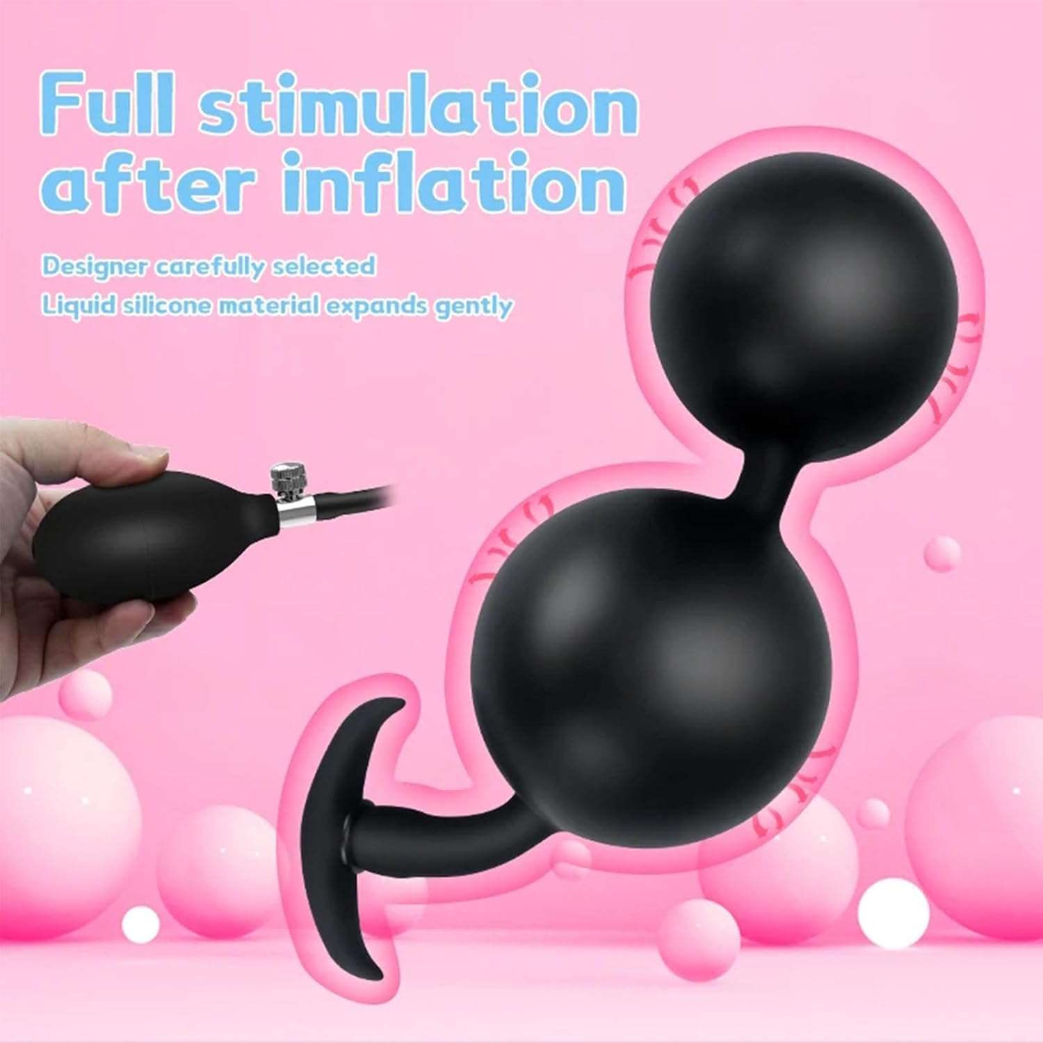 DualPleasure Inflatable Anal Plug with Dual Metal Beads-2
