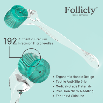 Follicly™ Derma Roller - 192 Authentic Titanium Microneedles-4