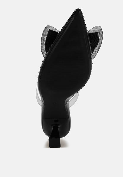 Freja Embellished Bow Kitten Heels-4