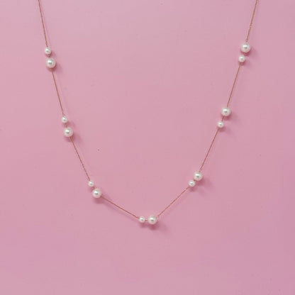 Lovely Lady Dainty Pearl Necklace-0