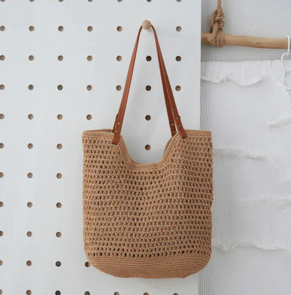 Woven Lightweight Straw Tote Bag