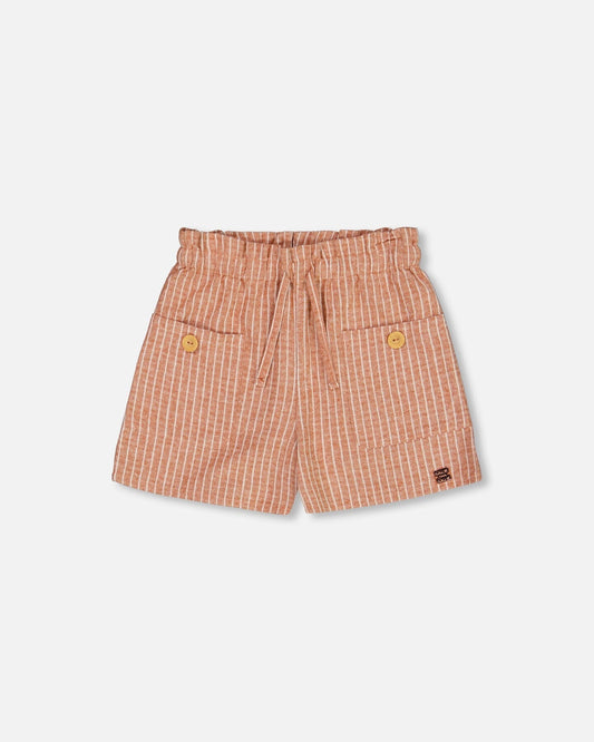 Linen Short With Pockets Old Orange Pink-0